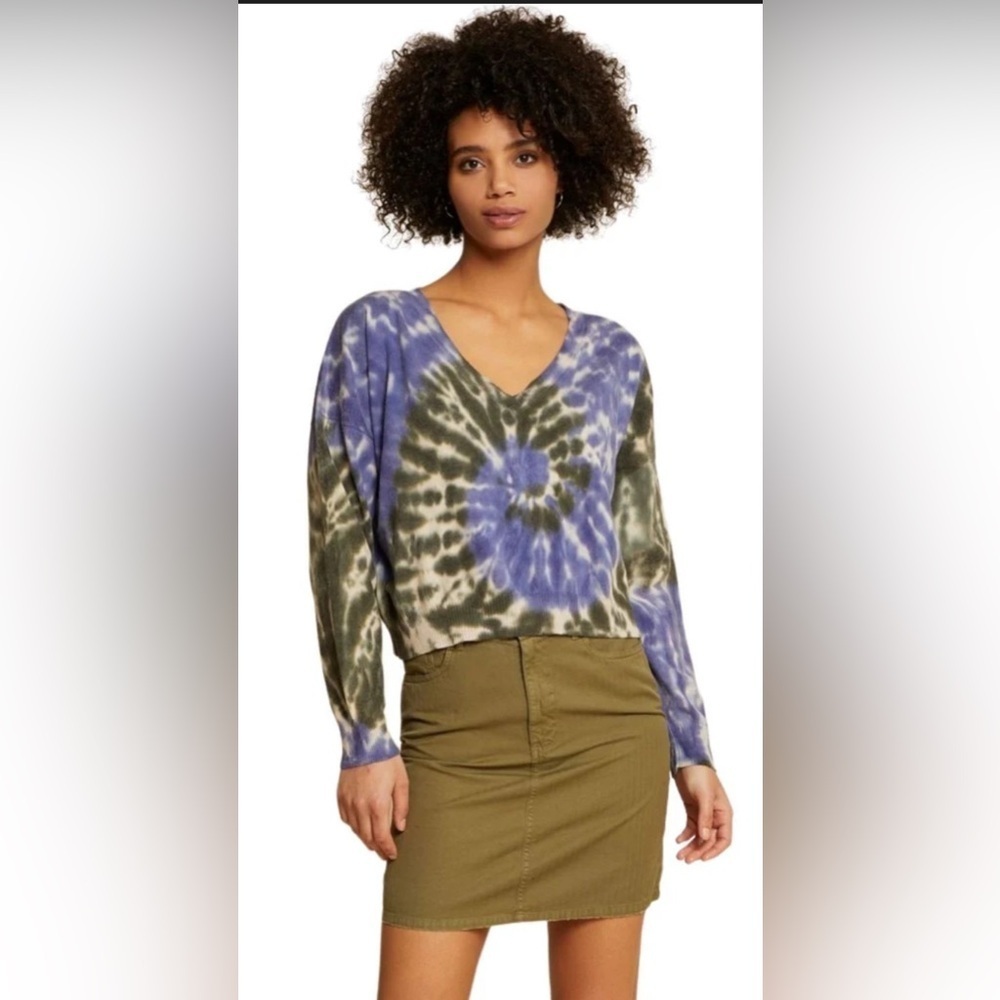 Nation LTD Jolie Ultra Deep Boxy V Sweater - Earth Tie Dye